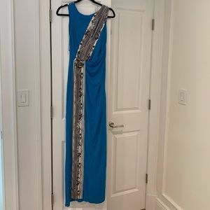 Class by Roberto Cavalli blue vintage long dress with cut out and gold buckle